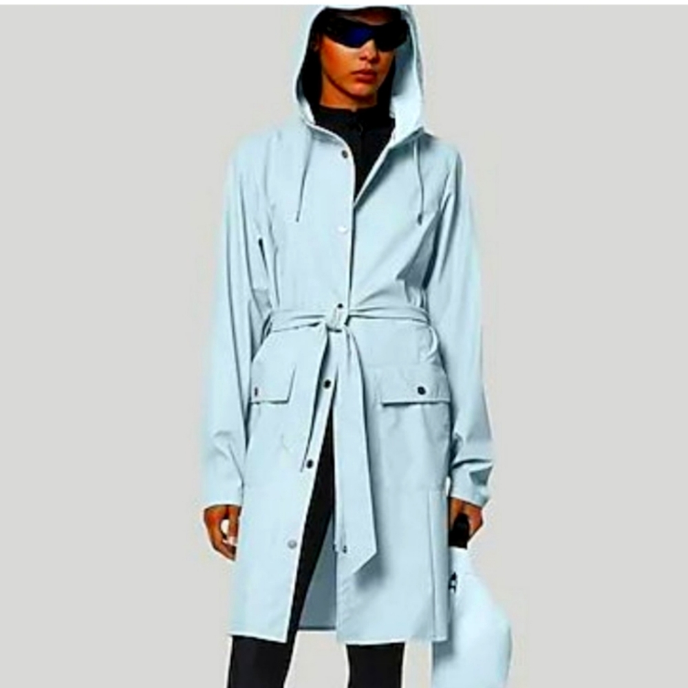 NWT Rains Womens Curve RAINCOAT Jacket  Sky Blue Small Denmark